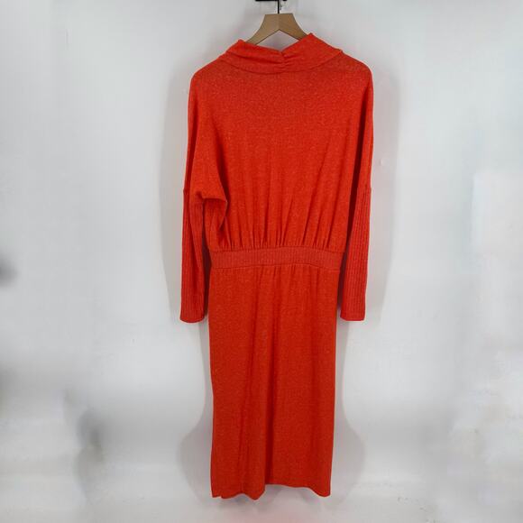 Anthropologie Daily Practice Cowl Neck Midi Dress Burnt Orange Size Medium - Picture 3 of 8